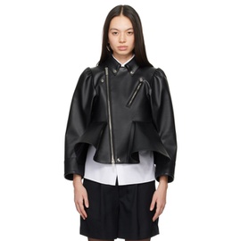 느와 케이 니노미야 Noir Kei Ninomiya Black Zip Faux-Leather Jacket 241672F063000