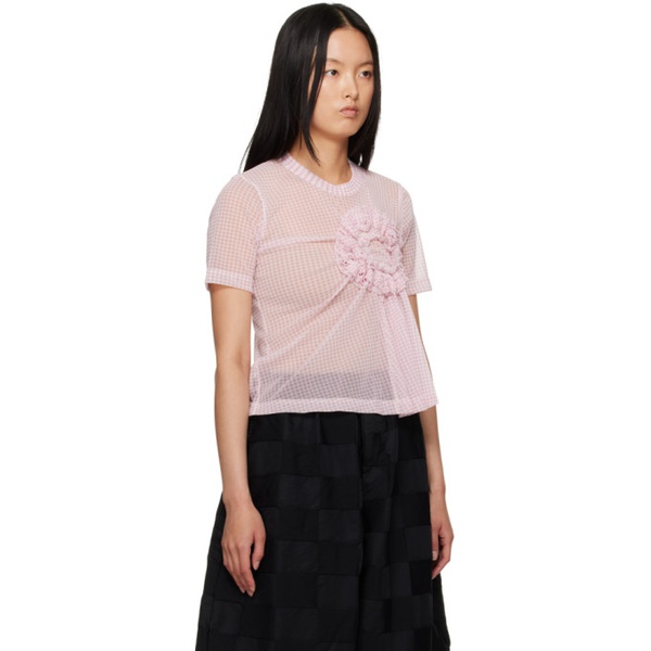  느와 케이 니노미야 Noir Kei Ninomiya Pink Check T-Shirt 231672F110011