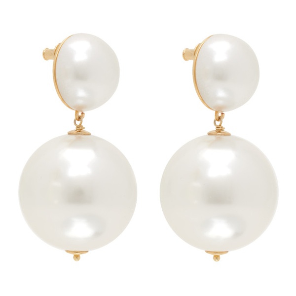  넘버링 Numbering White & Gold Pearl #9122 Drop Earrings 232439F022041