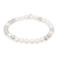 넘버링 Numbering Silver & White Beads Bracelet 241439F020009