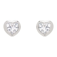 넘버링 Numbering Silver Heart Bezel Set Stud Earrings 241439F022020