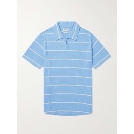 OLIVER SPENCER Hawthorn Striped Waffle-Knit Stretch-Cotton and Modal-Blend Polo Shirt 1647597307683225