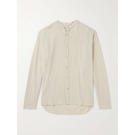 OLIVER SPENCER Grandad-Collar Striped Cotton and Linen-Blend Shirt 1647597327819539