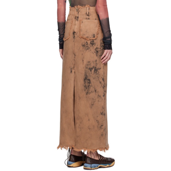  OPEN YY Brown Dyed Denim Maxi Skirt 232731F093001