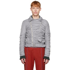 OPEN YY SSENSE Exclusive Gray Ruched Bomber Jacket 222731M175001