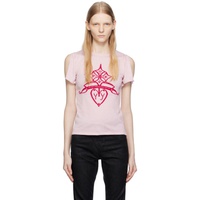 OPEN YY Pink Jacquard T-Shirt 232731F110014