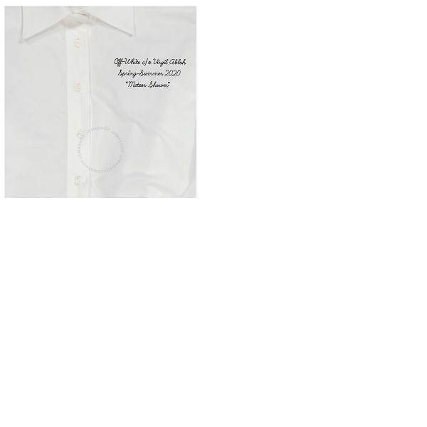  오프화이트 Off-White Draped-Detail Long-Sleeved Shirt in White Black OWGA073S20FAB0010110