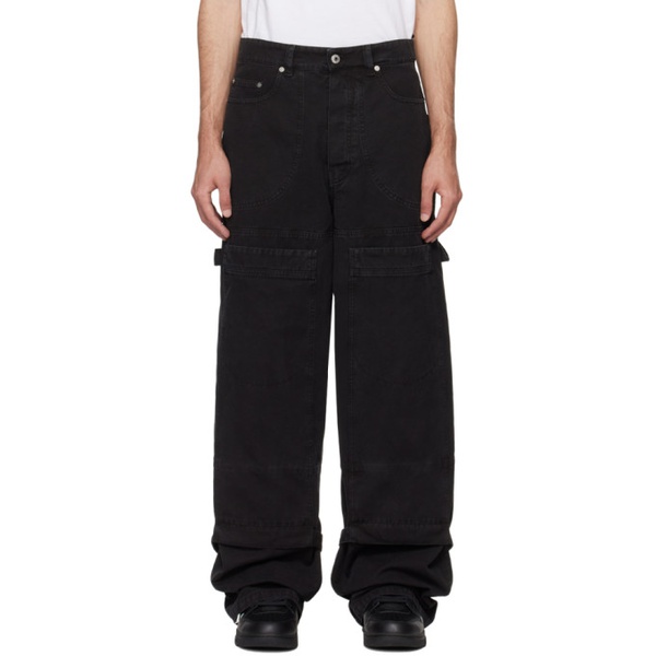  오프화이트 Off-White Black Garment-Dyed Trousers 241607M191002
