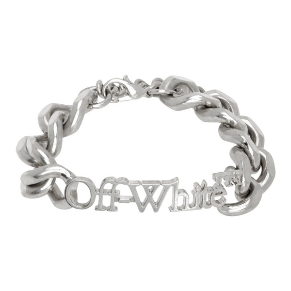  오프화이트 Off-White Silver Logo Chain Bracelet 241607M142000