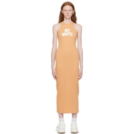 오프화이트 Off-White Orange Printed Midi Dress 231607F054005