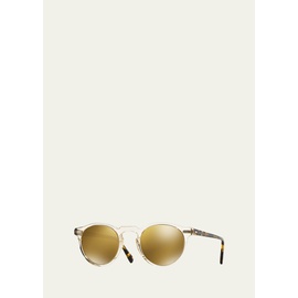 올리버 피플스 Oliver Peoples Gregory Peck 47 Round Sunglasses, Yellow 1501242
