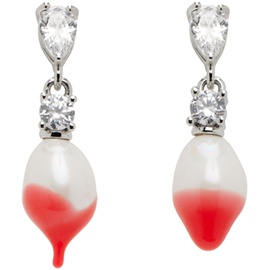 오토링거 Ottolinger Silver & Pink Pearl Drop Earrings 232016F022000