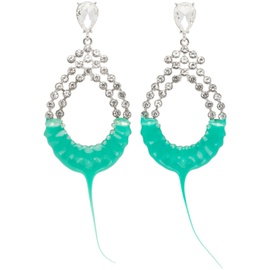 오토링거 Ottolinger Silver & Green Diamond Loop Earrings 241016M144002