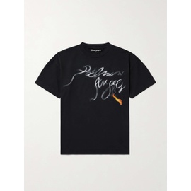 팜엔젤스 PALM ANGELS Foggy Logo-Print Cotton-Jersey T-Shirt 1647597321225230