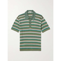 PIACENZA 1733 Jacquard-Knit Striped Silk and Linen-Blend Polo Shirt 1647597330957975