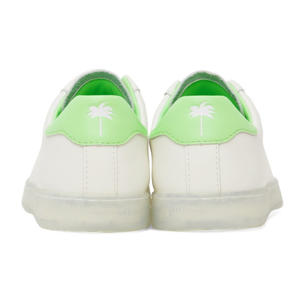  팜엔젤스 Palm Angels White & Green Palm One Sneakers 232695F128002