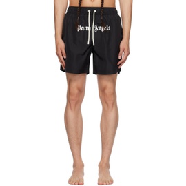 팜엔젤스 Palm Angels Black Printed Swim Shorts 232695M208001