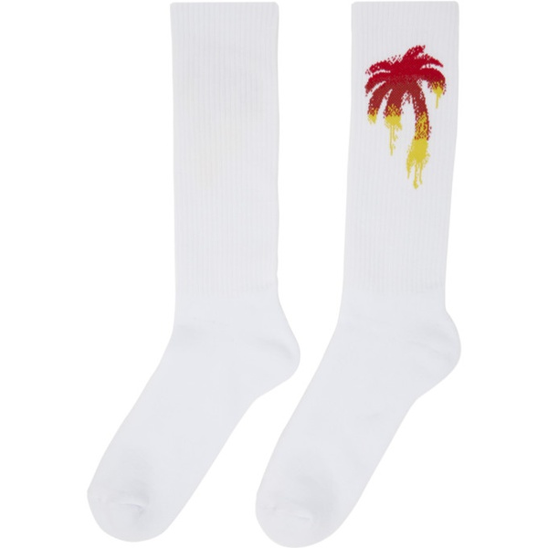  팜엔젤스 Palm Angels White Gradient Palm Socks 232695M147004
