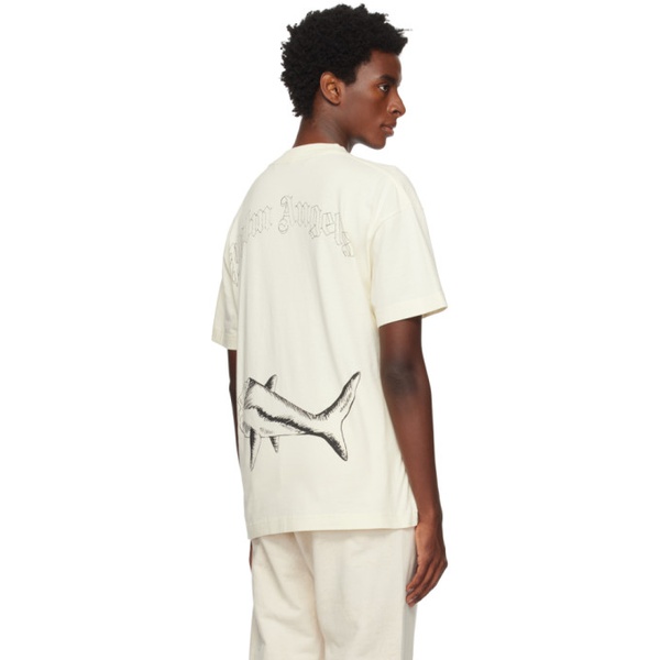  팜엔젤스 Palm Angels 오프화이트 Off-White Broken Shark Classic T-Shirt 231695M213035