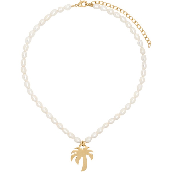  팜엔젤스 Palm Angels White Pearls Palm Necklace 232695F023001