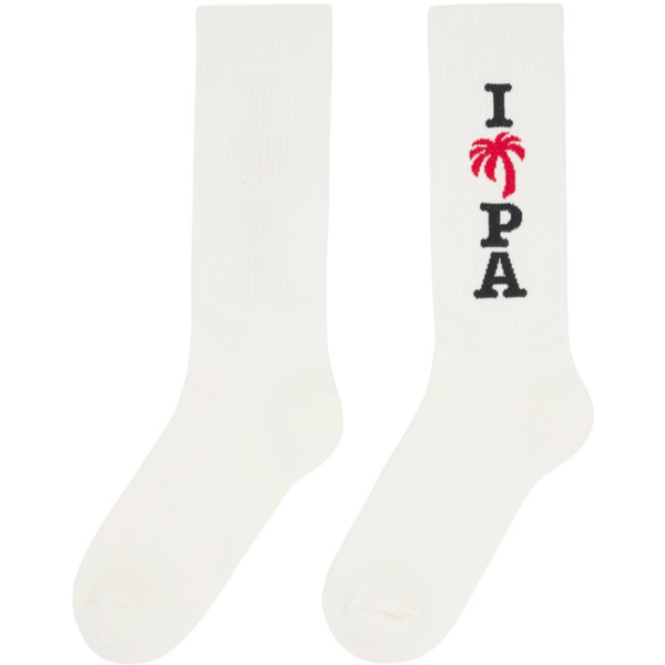  팜엔젤스 Palm Angels White Jacquard Socks 231695F076005