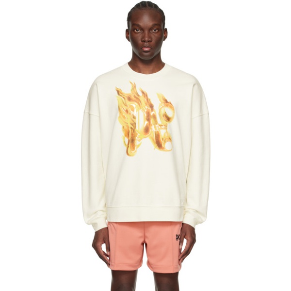  팜엔젤스 Palm Angels 오프화이트 Off-White Burning Monogram Sweatshirt 241695M204008