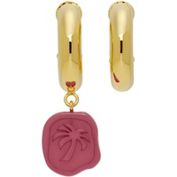 팜엔젤스 Palm Angels Gold Mismatched Seal Earrings 221695F022003