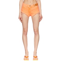 팜엔젤스 Palm Angels Orange Frayed Denim Shorts 221695F088019