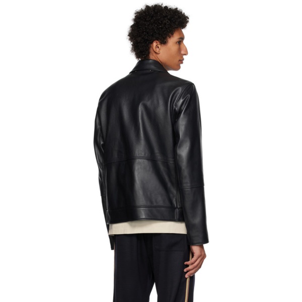  폴스미스 Paul Smith Black Slim-Fit Leather Jacket 232260M181003
