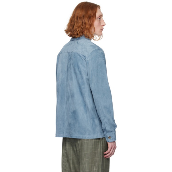  폴스미스 Paul Smith Blue Button Up Leather Shirt 241260M192001