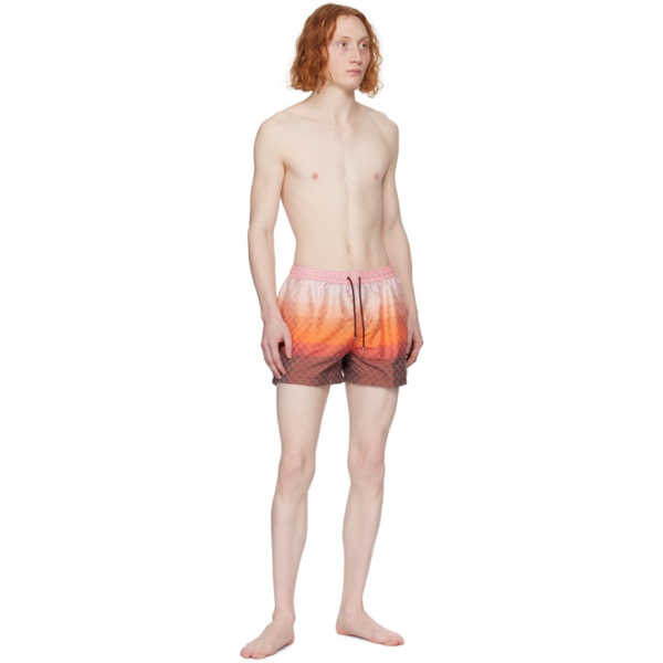  폴스미스 Paul Smith Orange Check Swim Shorts 241260M208008