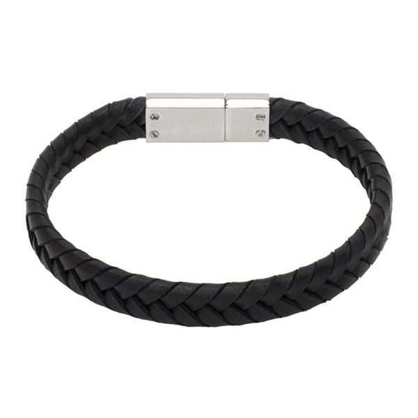  폴스미스 Paul Smith Black Braided Leather Bracelet 241260M142003