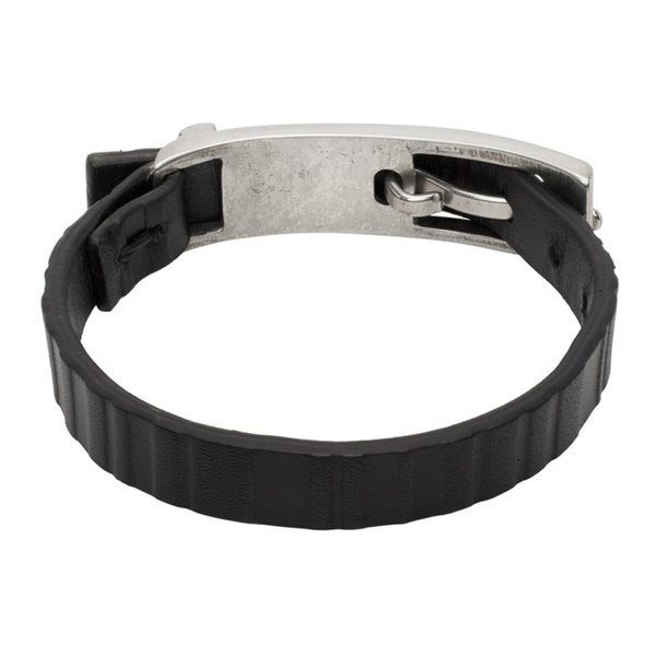 폴스미스 Paul Smith Black Shadow Stripe Leather Bracelet 241260M142005