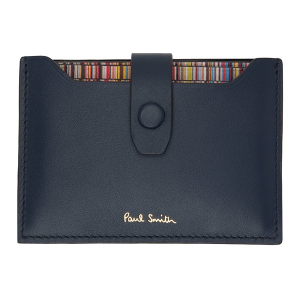  폴스미스 Paul Smith Blue Signature Stripe Pull-Out Card Holder 241260M163009