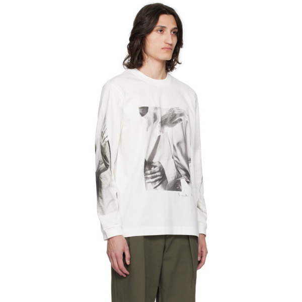  폴스미스 Paul Smith 오프화이트 Off-White Printed Long Sleeve T-Shirt 241260M204002
