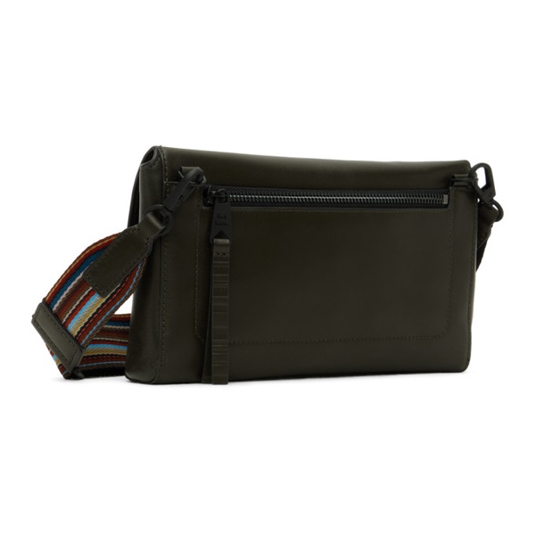  폴스미스 Paul Smith Green Leather Signature Stripe Crossbody Bag 241260M171012