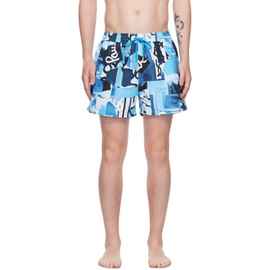 폴스미스 Paul Smith Blue Tropical Floral Swim Shorts 231260M208018