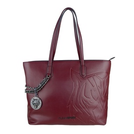 Plein Sport Eco-Leather Chic Burgundy Shopper with Chain Womens Detail 7163690680452
