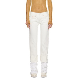 알썰틴 R13 White Cuffed Boy Jeans 241021F069000