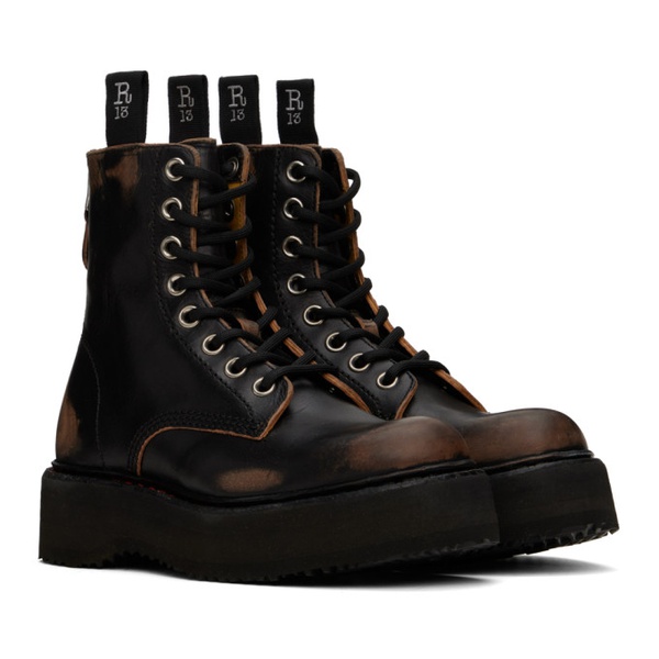  알썰틴 R13 Black Single Stack Boots 241021F113006