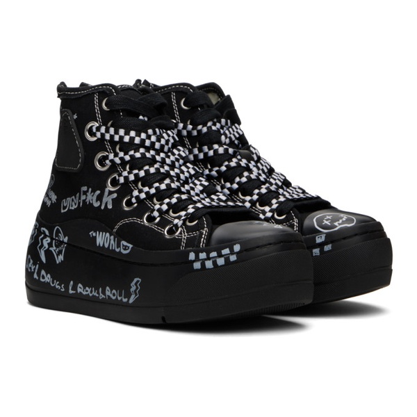  알썰틴 R13 SSENSE Exclusive Black Double Grommet Kurt Sneakers 241021F127012