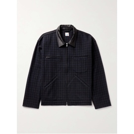 RANDY Cotton-Corduroy Trimmed Checked Melton Wool Bomber Jacket 1647597315332506