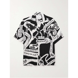 루드 RHUDE Strada Camp-Collar Logo-Print Silk-Twill Shirt 1647597327768142