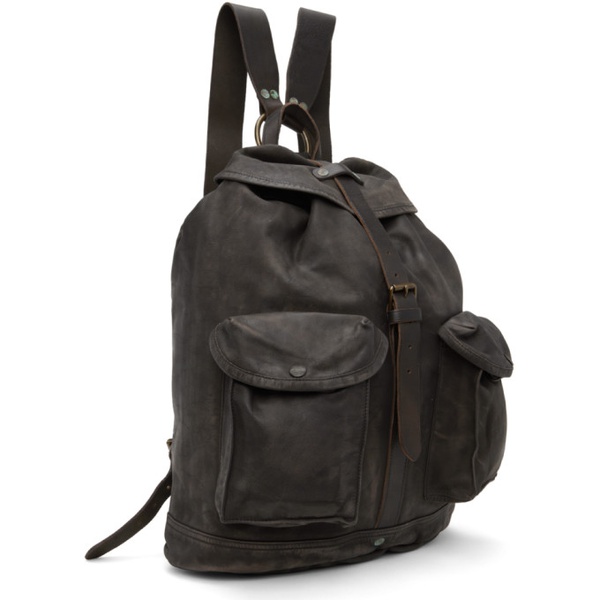 RRL Brown Leather Rucksack Backpack 241435M166002