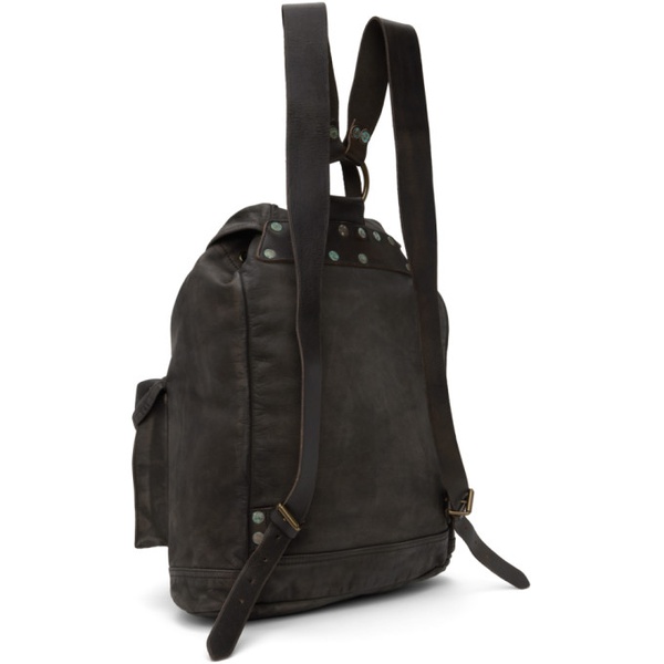  RRL Brown Leather Rucksack Backpack 241435M166002