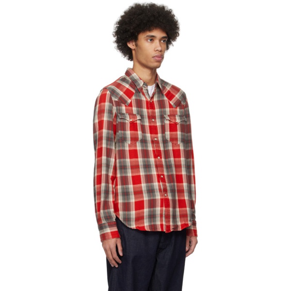  RRL Red & Gray Slim-Fit Shirt 241435M192024