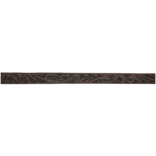  RRL Brown Hand-Tooled Belt 241435M131000