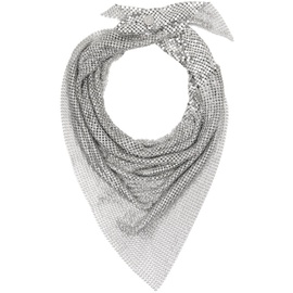 Rabanne Silver Pixel Scarf Necklace 241605F023006