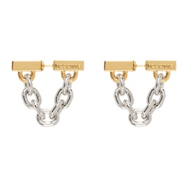 Rabanne Silver & Gold XL Link Chain Earrings 241605F022004