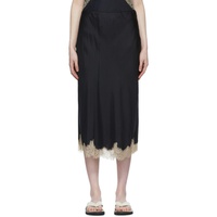 래그 앤 본 Rag & bone Black Silk Blend Midi Skirt 222055F092001
